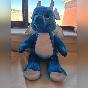 Build A Bear STARBRIGHT DRAGON Blue Plush Toy Lights Up & Sounds Work 18" Dino